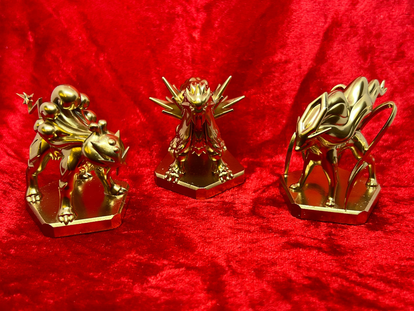 Pokemon #243 Raikou, #244 Entei, and #245 Suicune Gold TCG Legendary Dogs Set