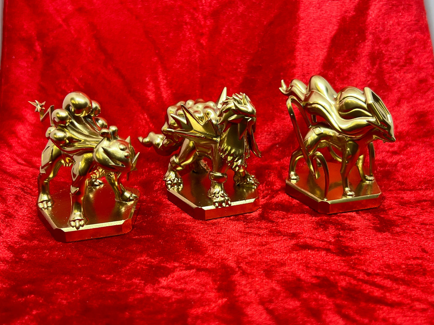 Pokemon #243 Raikou, #244 Entei, and #245 Suicune Gold TCG Legendary Dogs Set