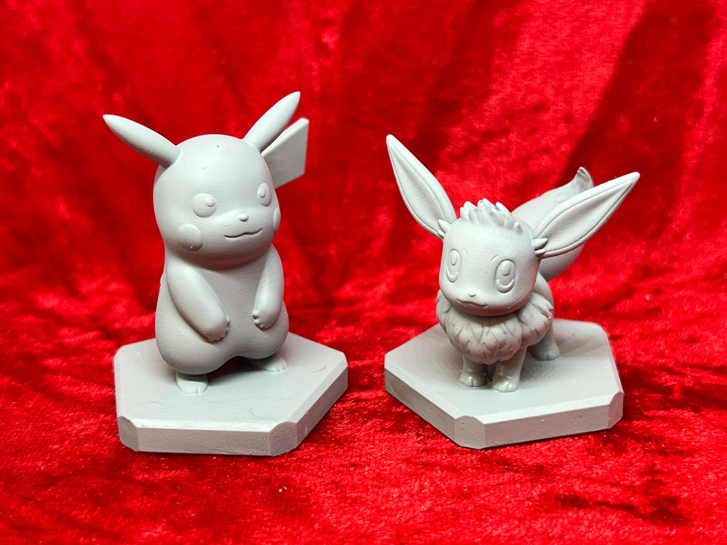 Pokemon #025 Pikachu and #133 Eevee Set Grey TCG Statues