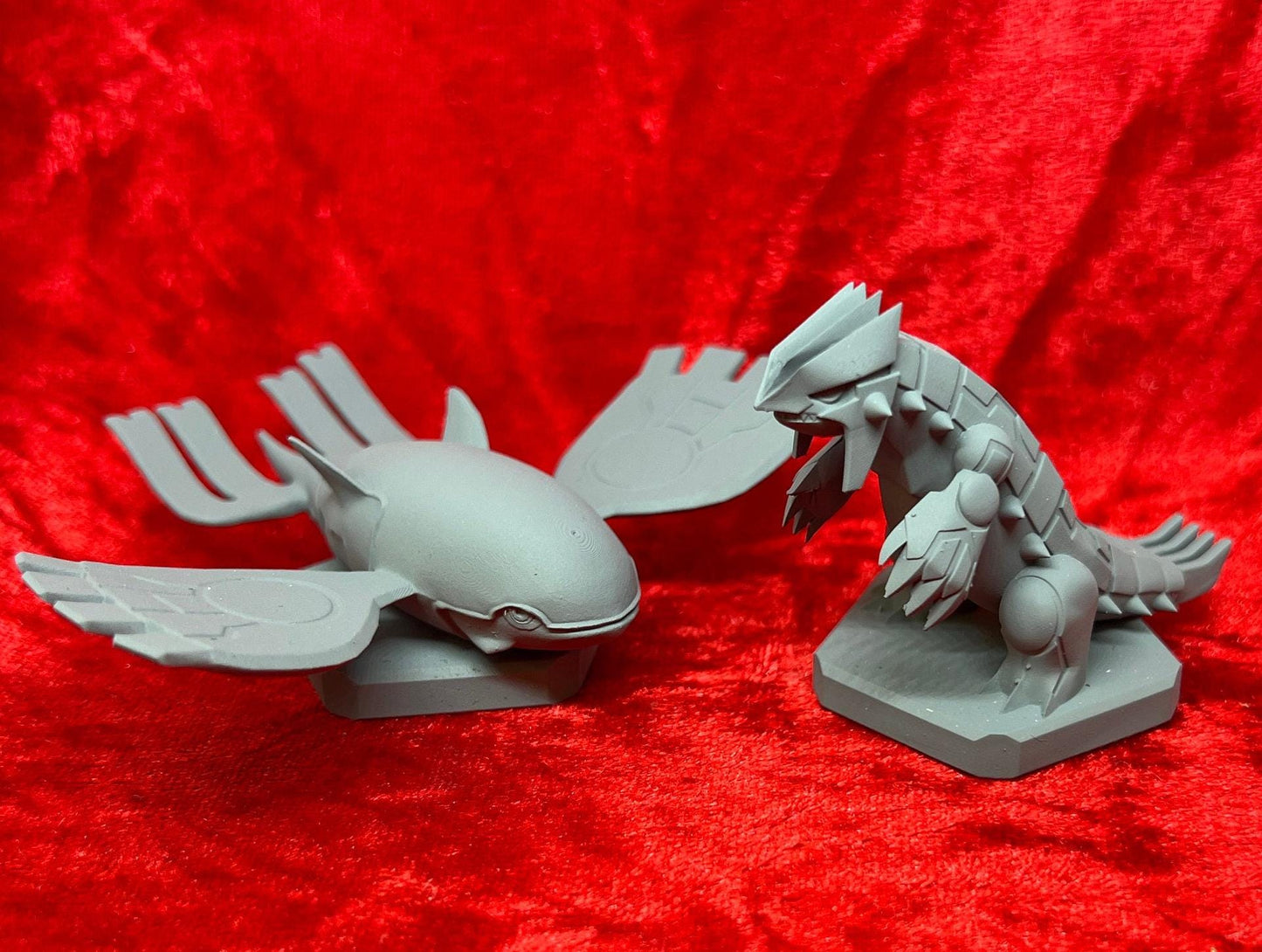 Pokemon #382 Kyogre and #383 Groudon figures Set Grey TCG Statue