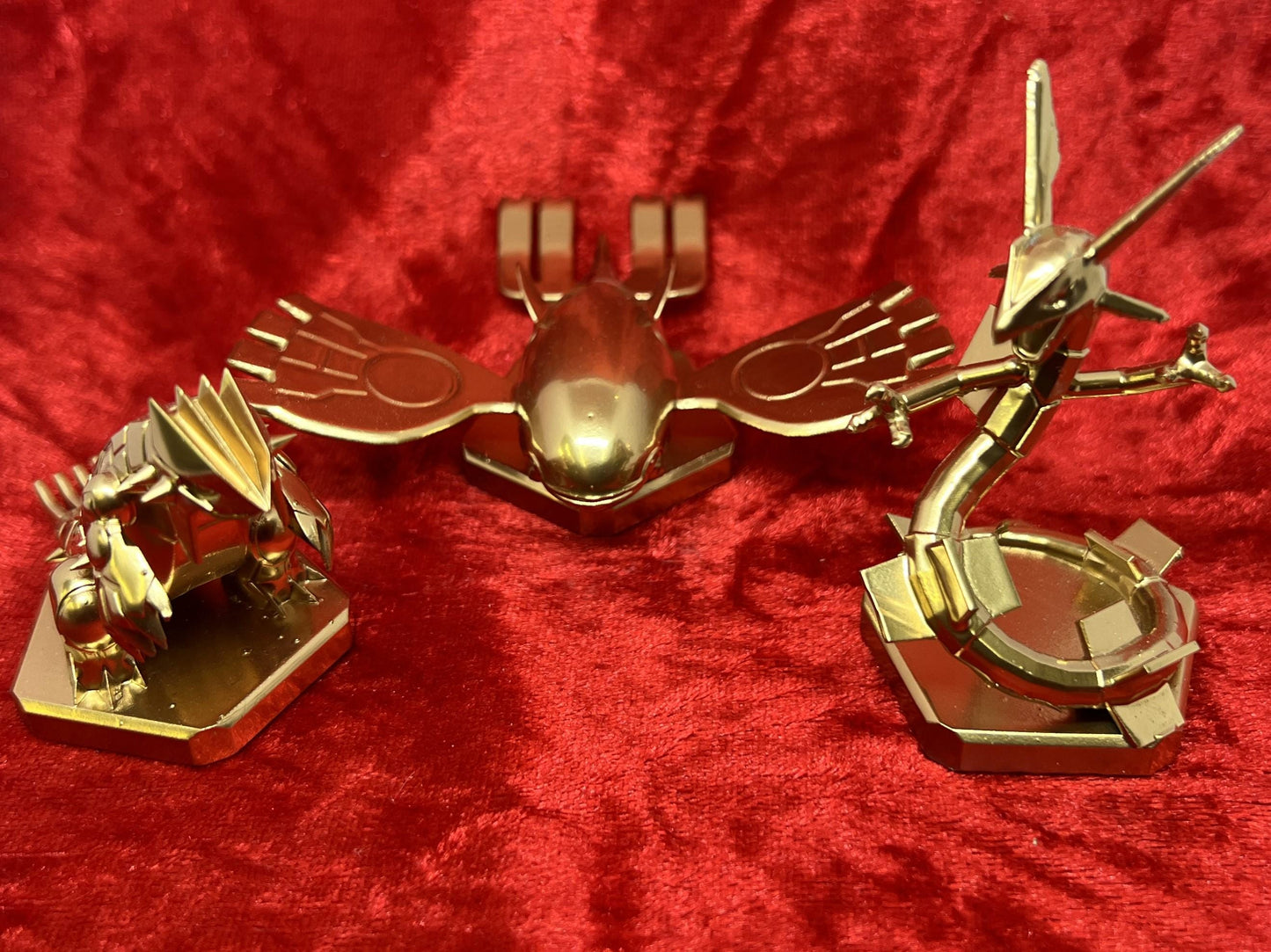 Pokemon #382 Kyogre, #383 Groudon, and #384 Rayquaza Gold TCG Legendary Set