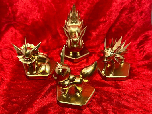 Pokemon #133 Eevee #134 Vaporeon #135 Jolteon #136 Flareon set gold trophy statu