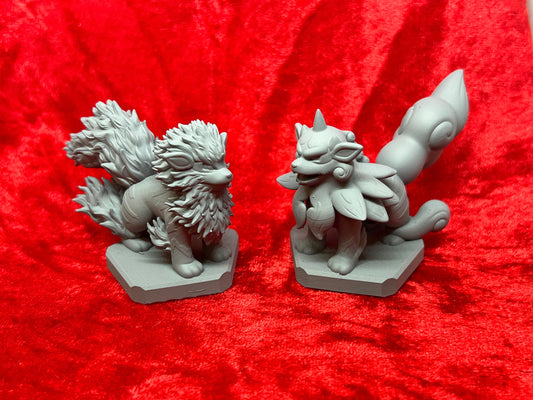 Pokemon #059 Arcanine and Hissuian Arcanine figuresGrey TCG Statue
