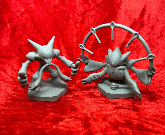 Pokemon #065 Alakazam and Mega Alakazam figures Set Grey TCG Statue