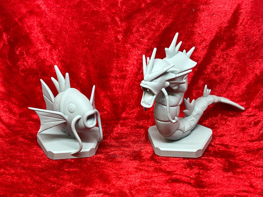 Pokemon #129 Magikarp and #130 Gyarados Figures Set Grey TCG Statues