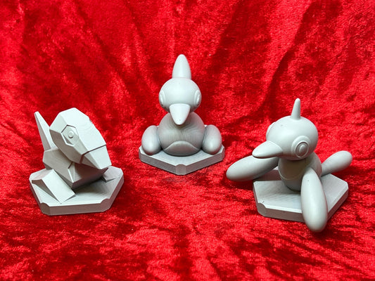 Pokemon #137 Porygon, #233 Porygon2 and #474 Porygon-Z Figures Set Grey TCG Statues