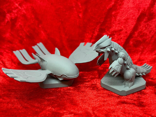 Pokemon #382 Kyogre and #383 Groudon figures Set Grey TCG Statue