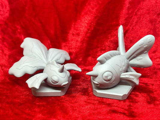 Pokemon #118 Goldeen and #119 Seaking Figures Set Grey TCG Statues