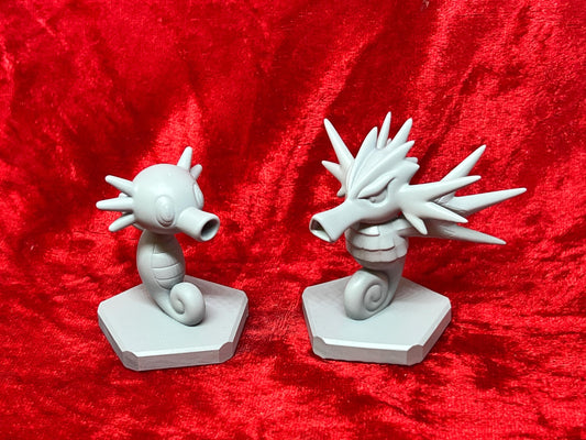 Pokemon #116 Horsea and #117 Seadra Figures Set Grey TCG Statues