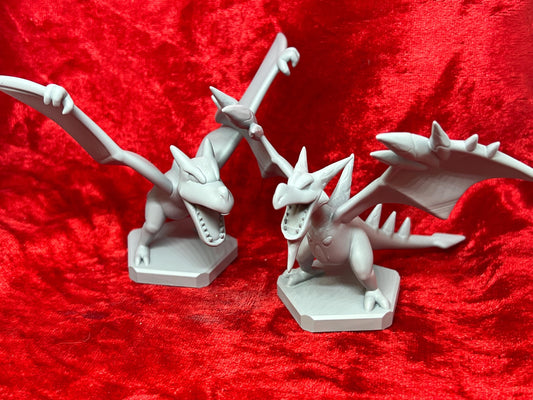 Pokemon #142 Aerodactyl and Mega Aerodactyl Set Grey TCG Statues